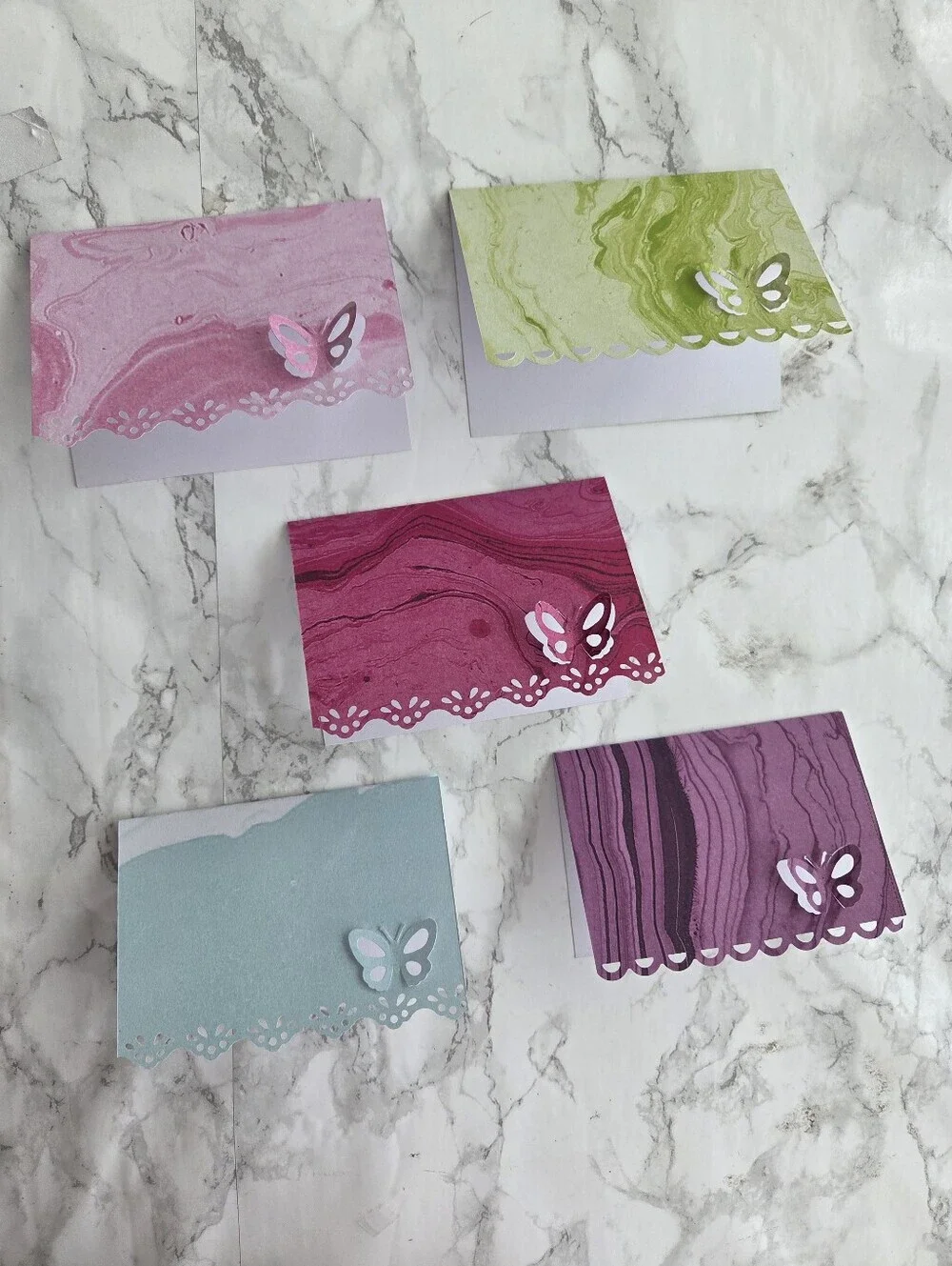 50 Thank you Cards Butterflies Handmade